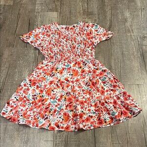 Hayden Floral Kids Dress - Pink and Orange
